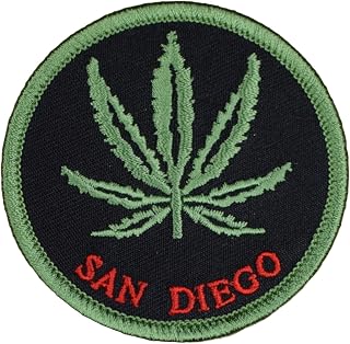 Iron on Patches for Clothes - Patches for Jackets San Diego Weed Leaf Patch - California Cannabis Marijuana Stoner 2.5"