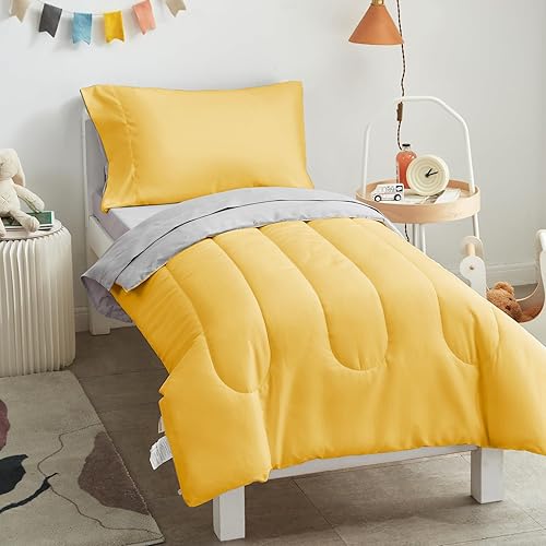 Miniatura 6 de UOZZI BEDDING Juego de sábanas para niños pequeños de 4 piezas, ultra suave y transpirable, incluye edredón, sábana encimera, sábana bajera y funda