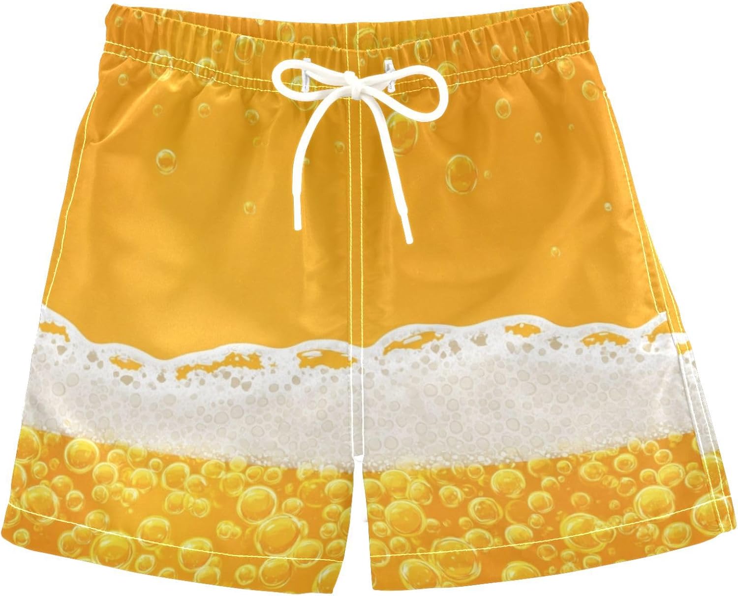 Boys Swim Trunks Yellow Beer Bubbling Quick Dry Bathing Suit Swimsuit Toddler Beach Board Shorts 2-12Y