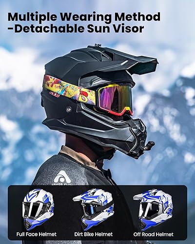 Miniatura 2 de ILM Dual Sport Adventure - Casco de motocicleta con visera solar compatible con Pinlock, moto de nieve, ATV, motocross, todoterreno, modelo WS902