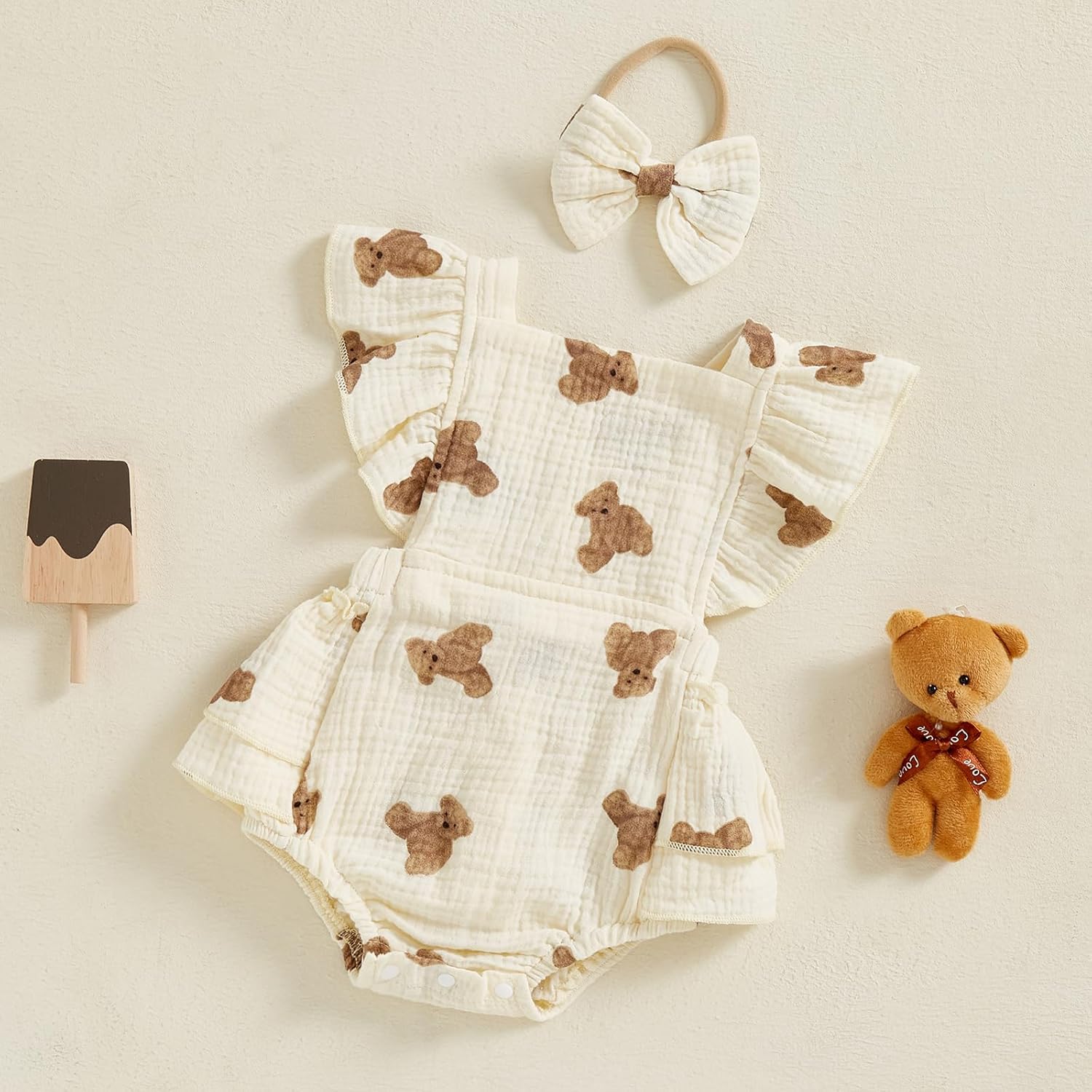 Mubineo Baby Girl Summer Clothes Cute Bear Romper Outfits Sleeveless Overalls Ruffle Rompers Skirt Dress Newborn Outfit - Image 8