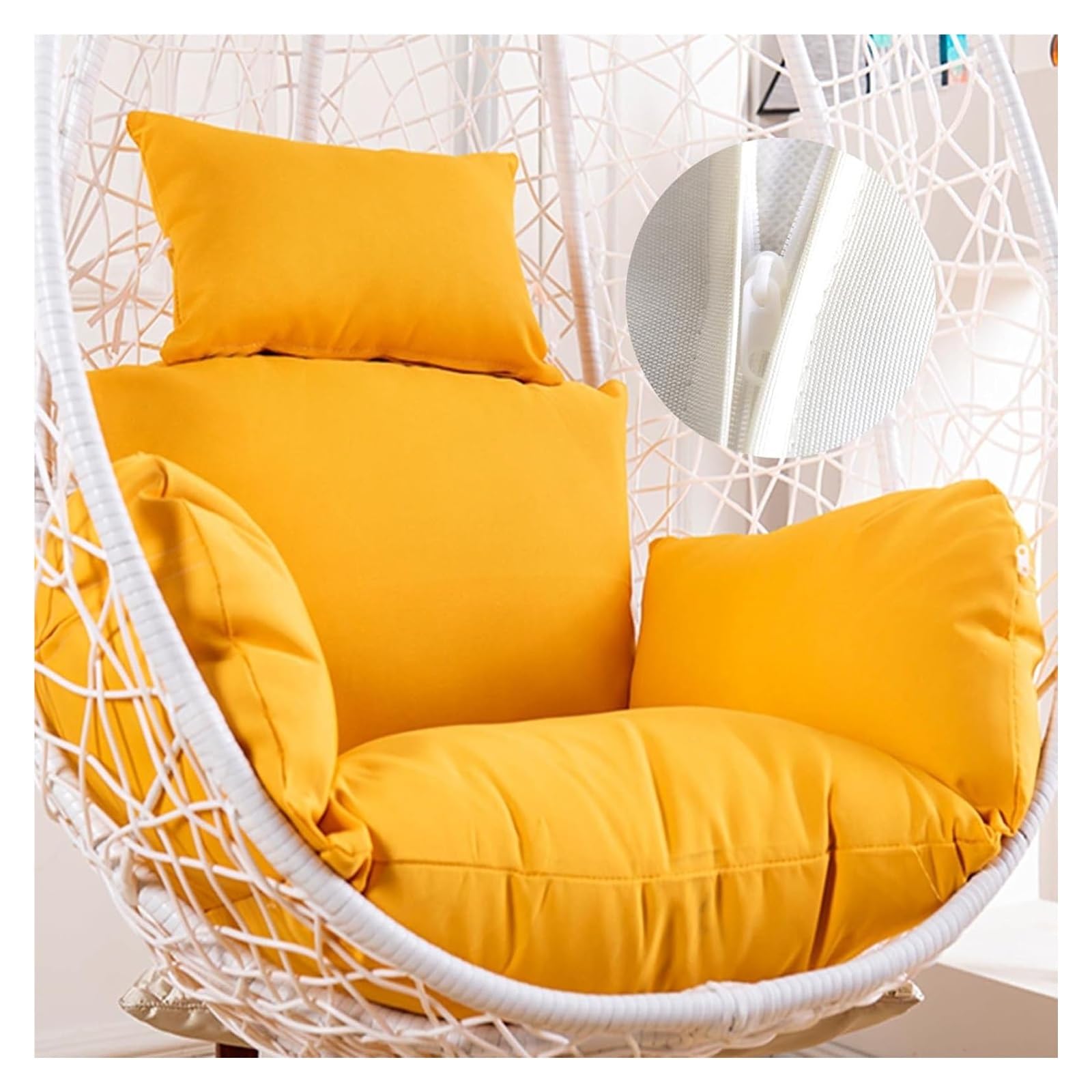 ERTsrhFD Cushion for Swing, Outdoor Hanging Chair Fluffy, Replacement Cover, Hammock with Headrest and Armrests(Yellow)