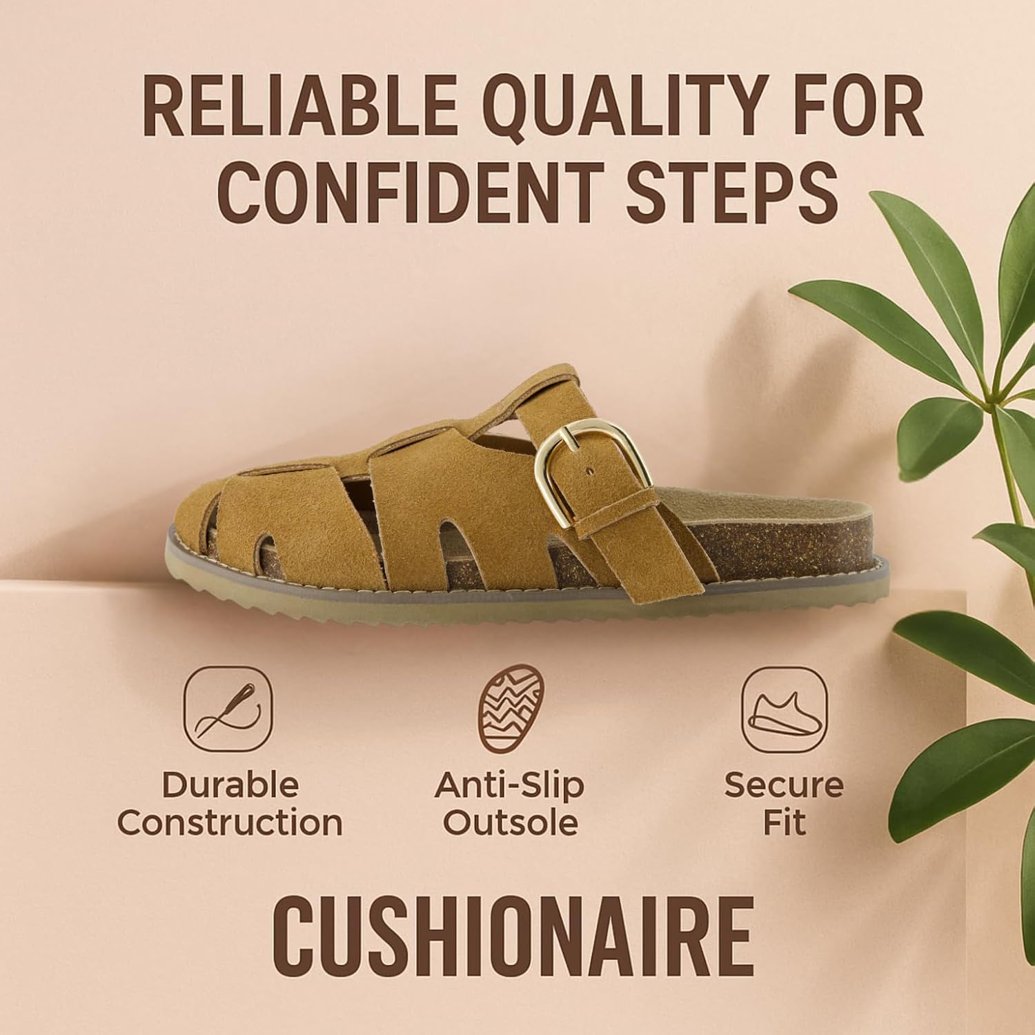 CUSHIONAIRE Benson Fisherman Sandals for Women – Suede Slip On Closed Toe Womens Clogs with Memory Foam Cork Footbed and Arch Support - Image 5