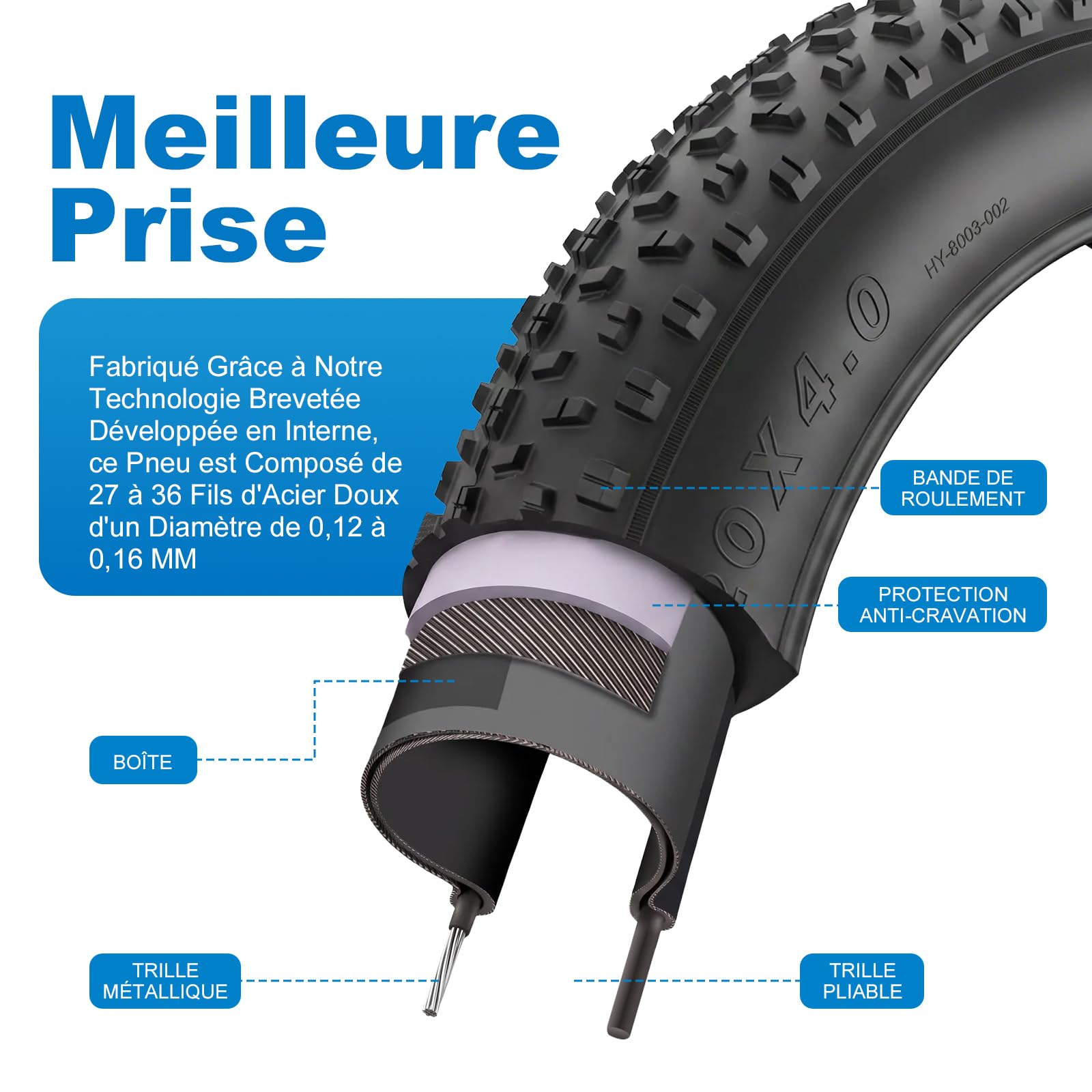 Pneu pliable 20 x 4,0 avec chambre à air pour vélo électrique ENGWE L20/L20 Boost