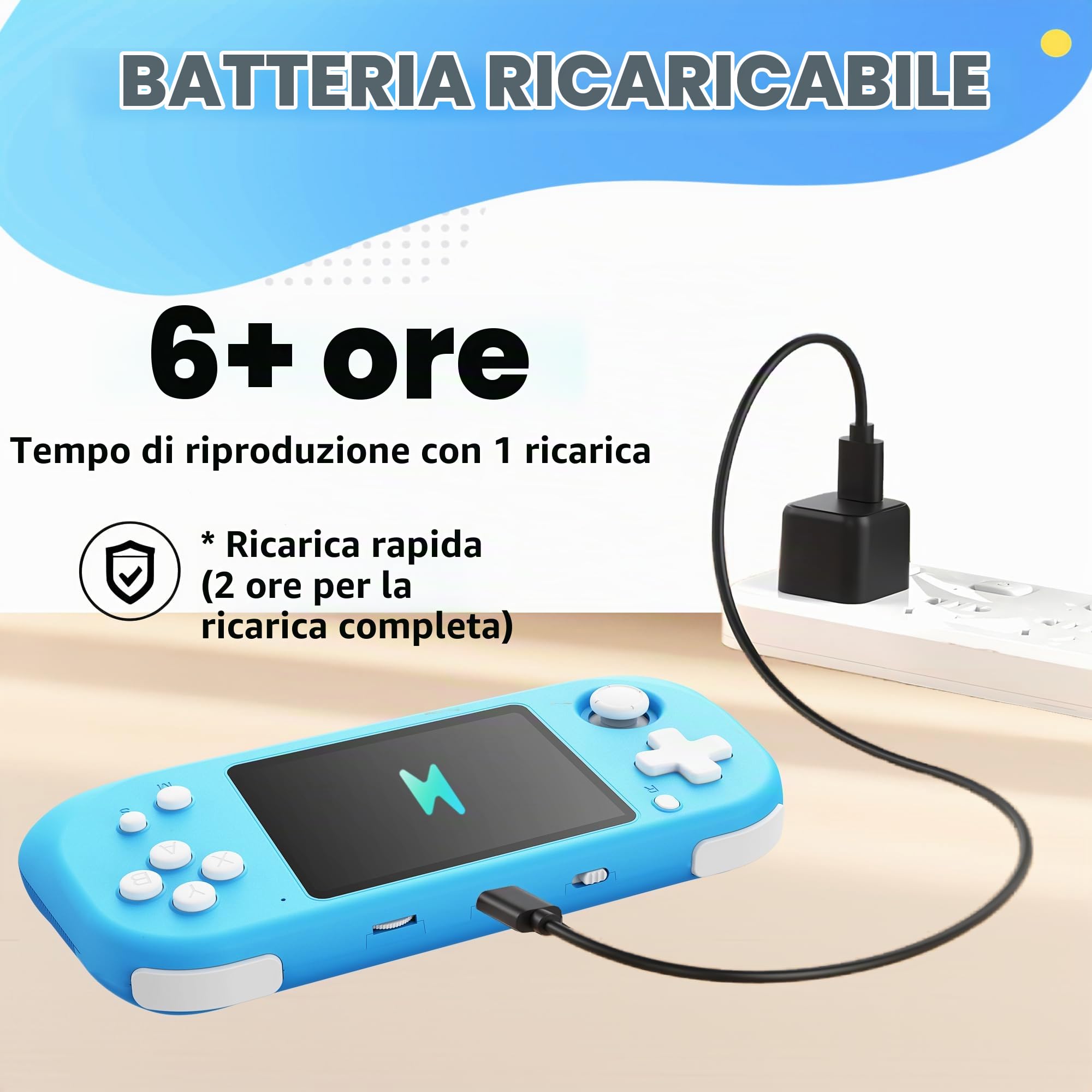 Console di Gioco Portatile per Bambini,139 Videogiochi Retrò,blu