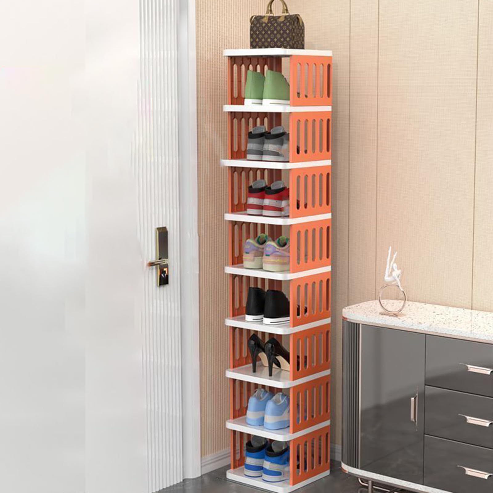 Meuble à chaussures pliable 9 niveaux multifonctionnel et compact