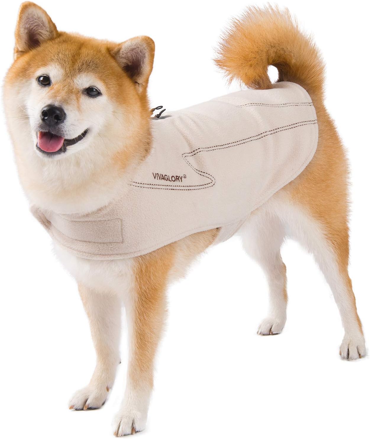 VIVAGLORY Dog Fleece Coat Warm Jacket with Hook and Loop