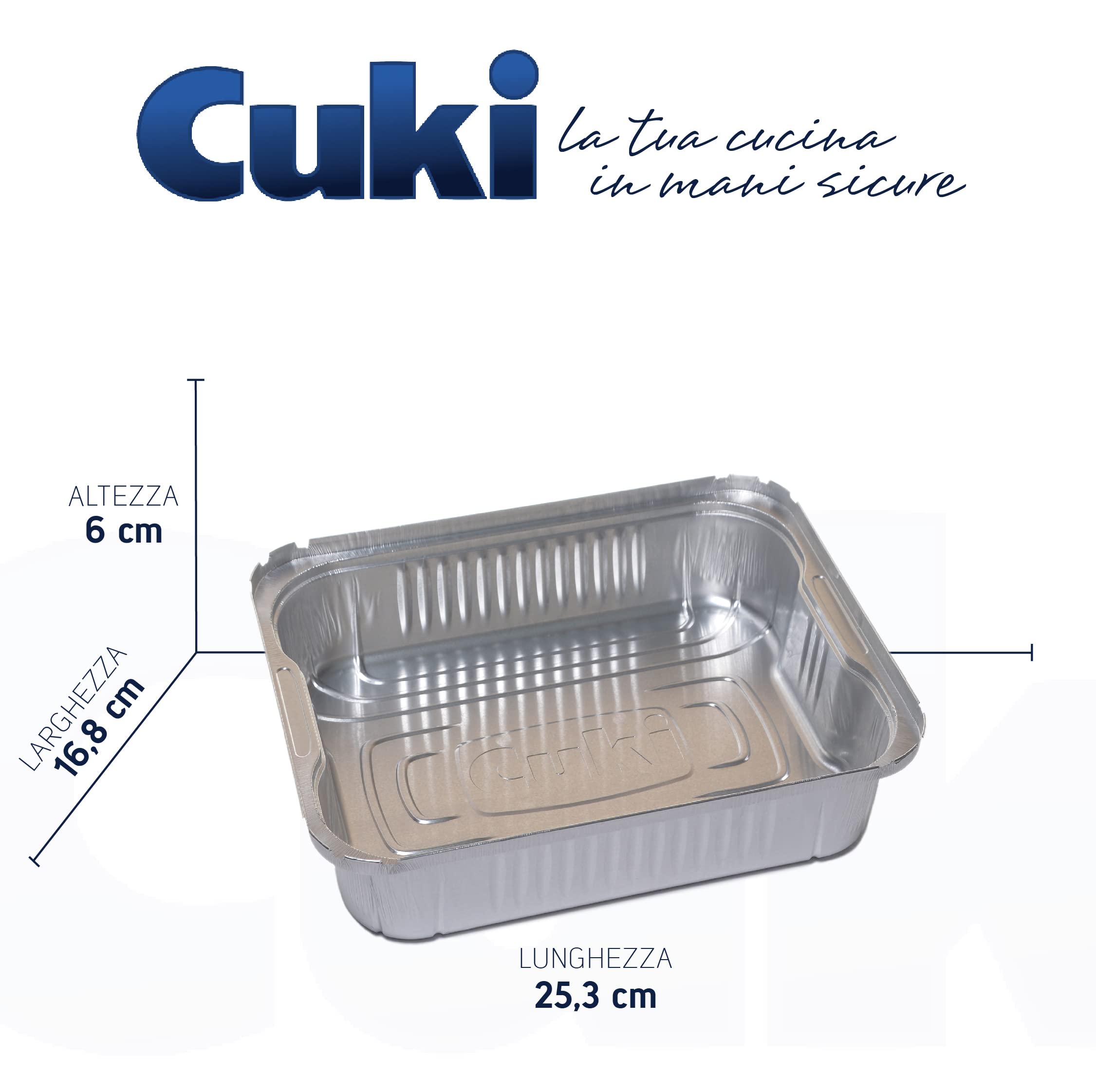Cuki Vaschette Alluminio Con Coperchi - Ultra Forza - Con Manici - 6 Porzioni - Rettangolari [Rs99L] - 6 Confezioni Da 2 Pezzi