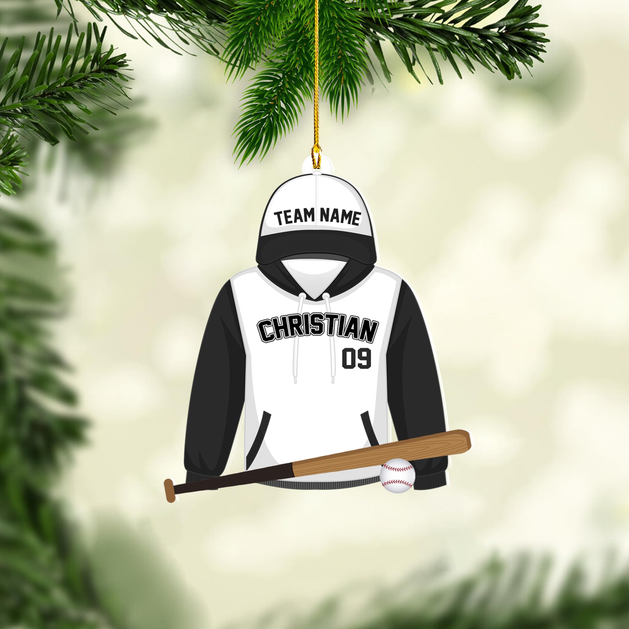 Personalized Baseball Ornaments for Christmas Tree - Gifts for Baseball Lovers & Players (ON935)