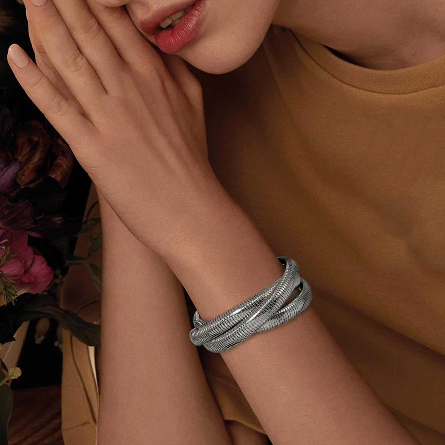 18K Gold Plated Bracelets for Women Gold Bangles for Women Chunky Bangle Bracelets for Women Bracelets Stack Tarnish Free Bangle Set of 3 for Women Accessories for Her Gifts - Image 5