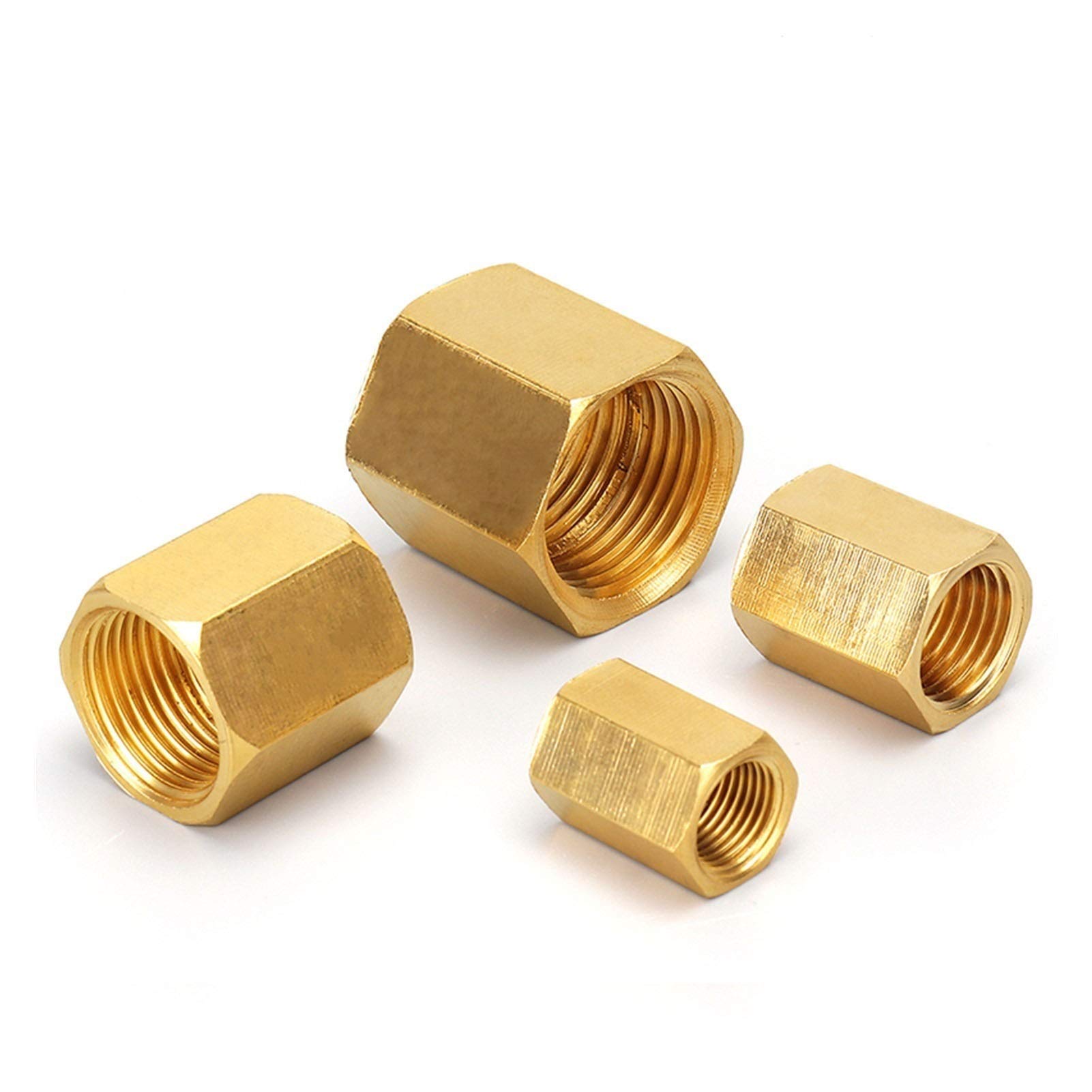 Qinlu-Brass Connector Hose Fitting Brass Hex Coupling Coupler Fast Connetor Female Thread 1/8
