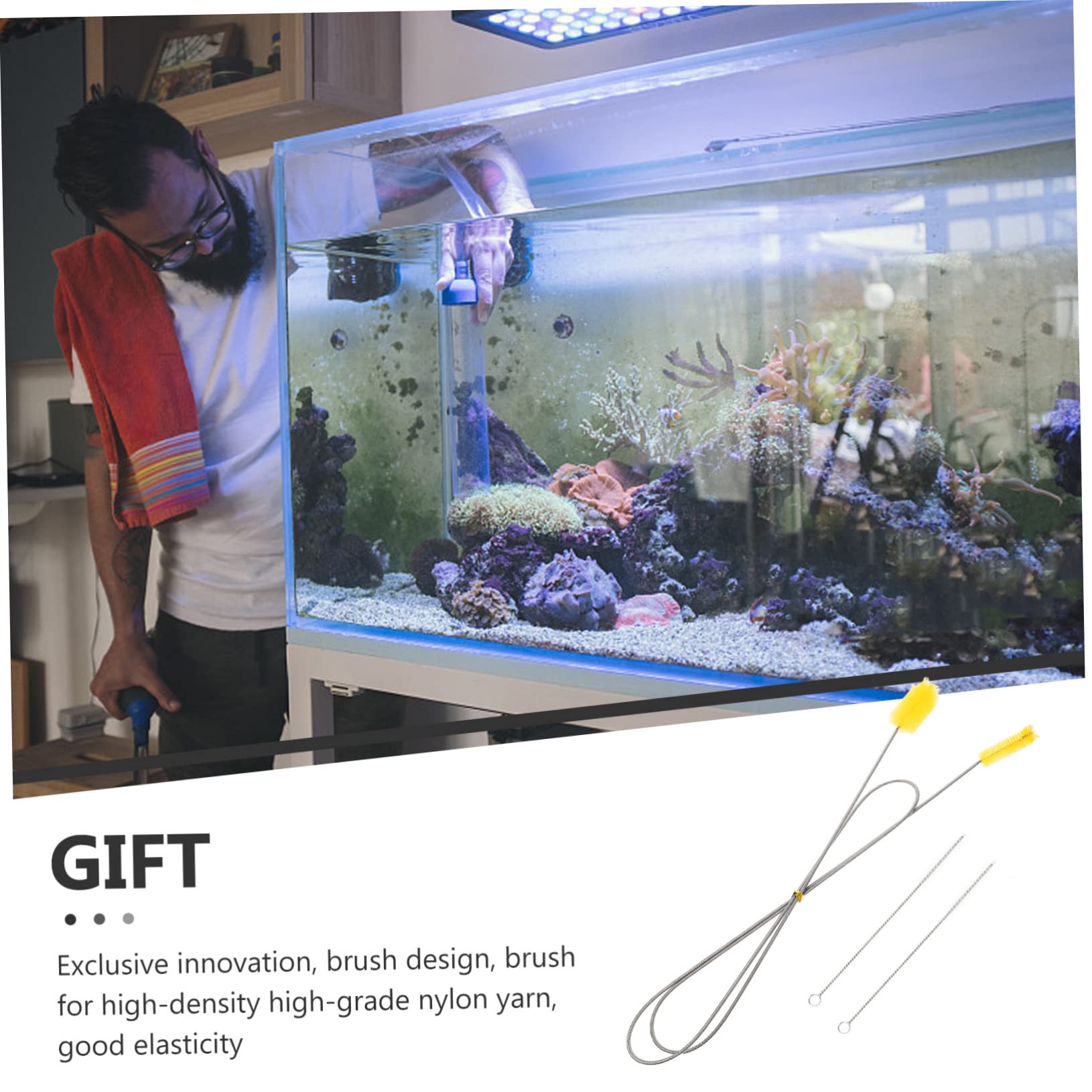 BESPORTBLE 1 Set Hose Cleaning Brush Foam Tank Flexible Cleaner Cleaning Brush for Aquarium Cleaning Tools Gravel Brush Head: Nylon Wire