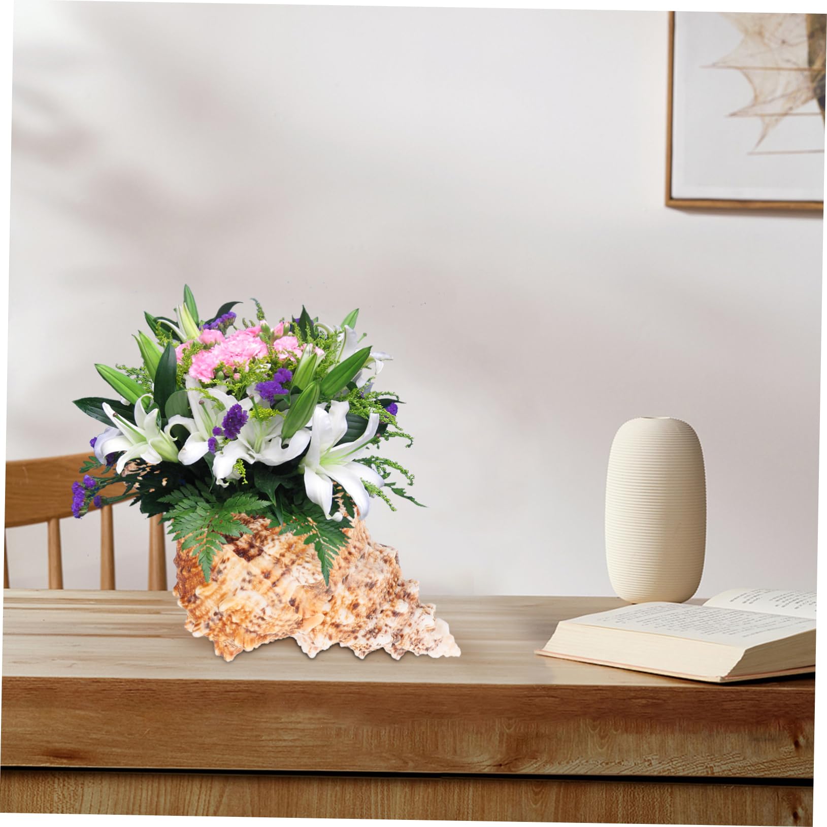 TOPBATHY 3St Eimer mit Muschelblumengesteck Vase Blumentöpfe Pflanztöpfe Blumentopf natürlicher Muschel-Pflanztopf Muscheln zur Dekoration Naturstein Eimer für Blumenarrangements Ornamente
