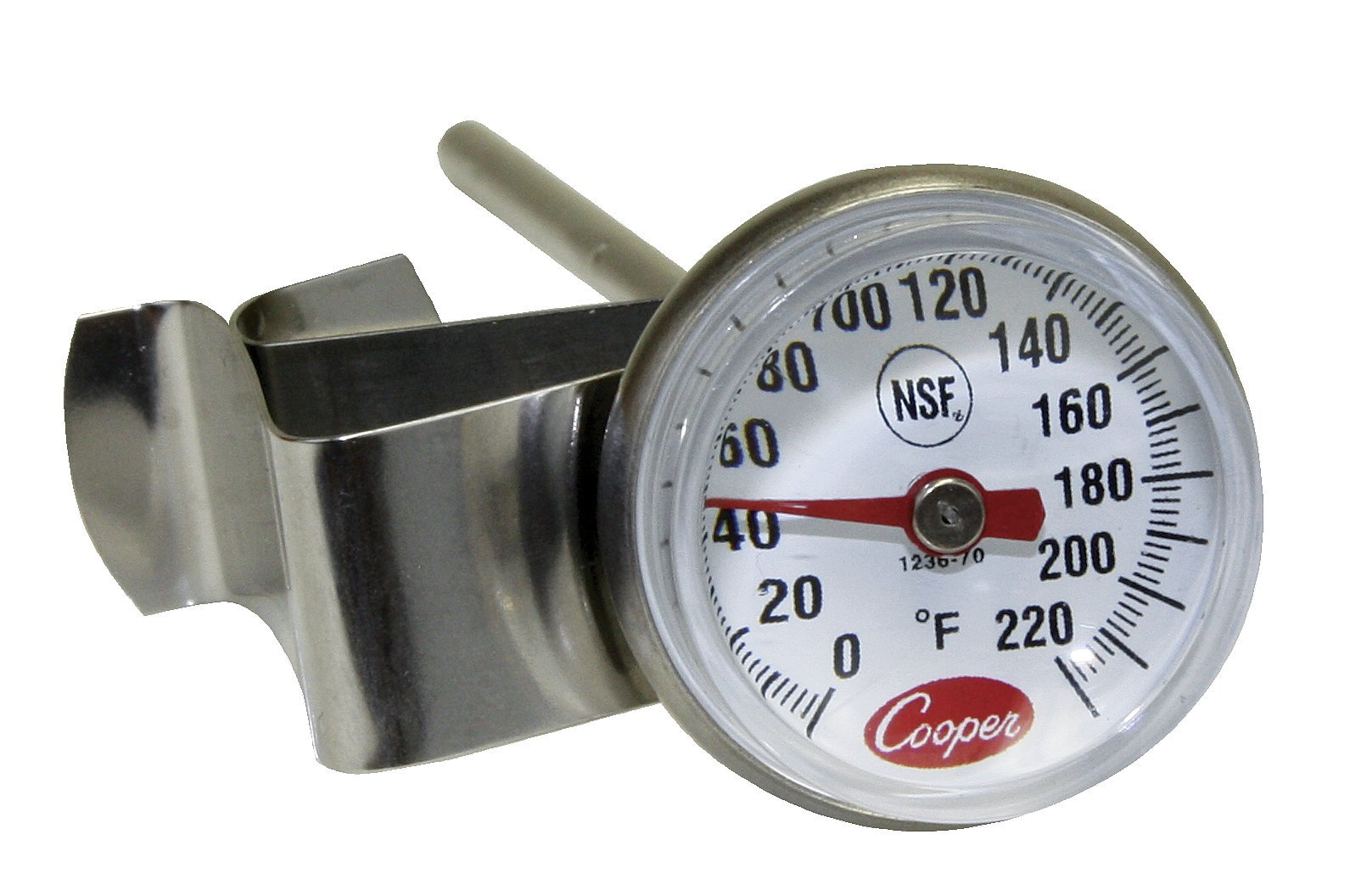 Amazon.com: Cooper-Atkins 1236-70-1 Bi-Metals Espresso Milk Frothing  Thermometer with Clip, 1" Dial and 5" Shaft Length : Home & Kitchen