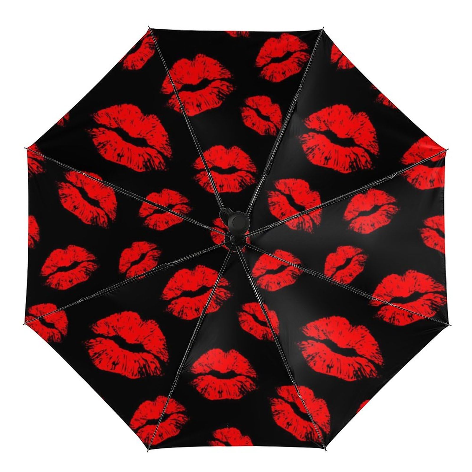 Czzyh Men's Hot Red Lips 1-Click Opening, Portable Umbrella, Umbrella For And Wo