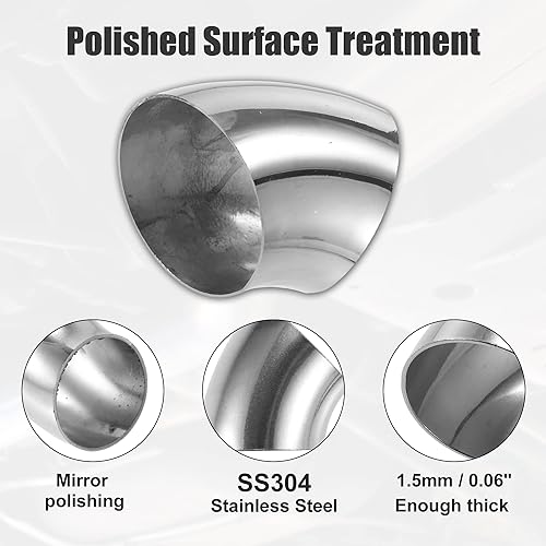 Miniatura 4 de X AUTOHAUX 4 piezas OD 4 pulgadas 45 grados SS304 tubo de acero inoxidable curva tubo de escape codo tubo para coche sistema de escape modificado 4