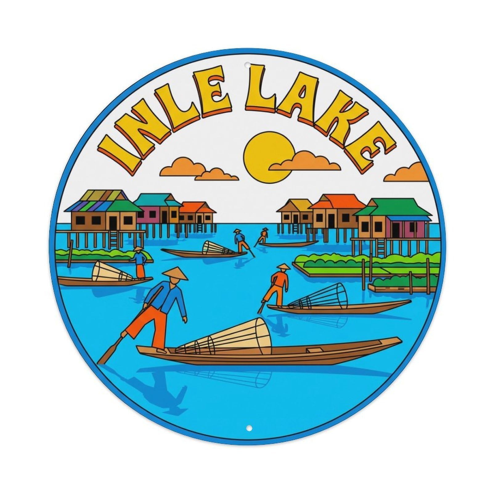 Myanmar Vintage Travel Inle Lake Metal Tin Sign