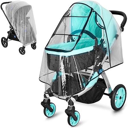 Stroller Rain Cover and Baby Stroller Mosquito Net(2-Piece Set),Baby Travel Weather Shield, Universal, Windproof Waterproof, Protect from Dust Insects
