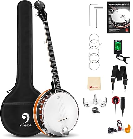 Vangoa Banjo 5 String Full Size Beginner Kit Remo Head Mahogany Resonator Banjo Closed Back with Premium Bag for Adults Teens Starters