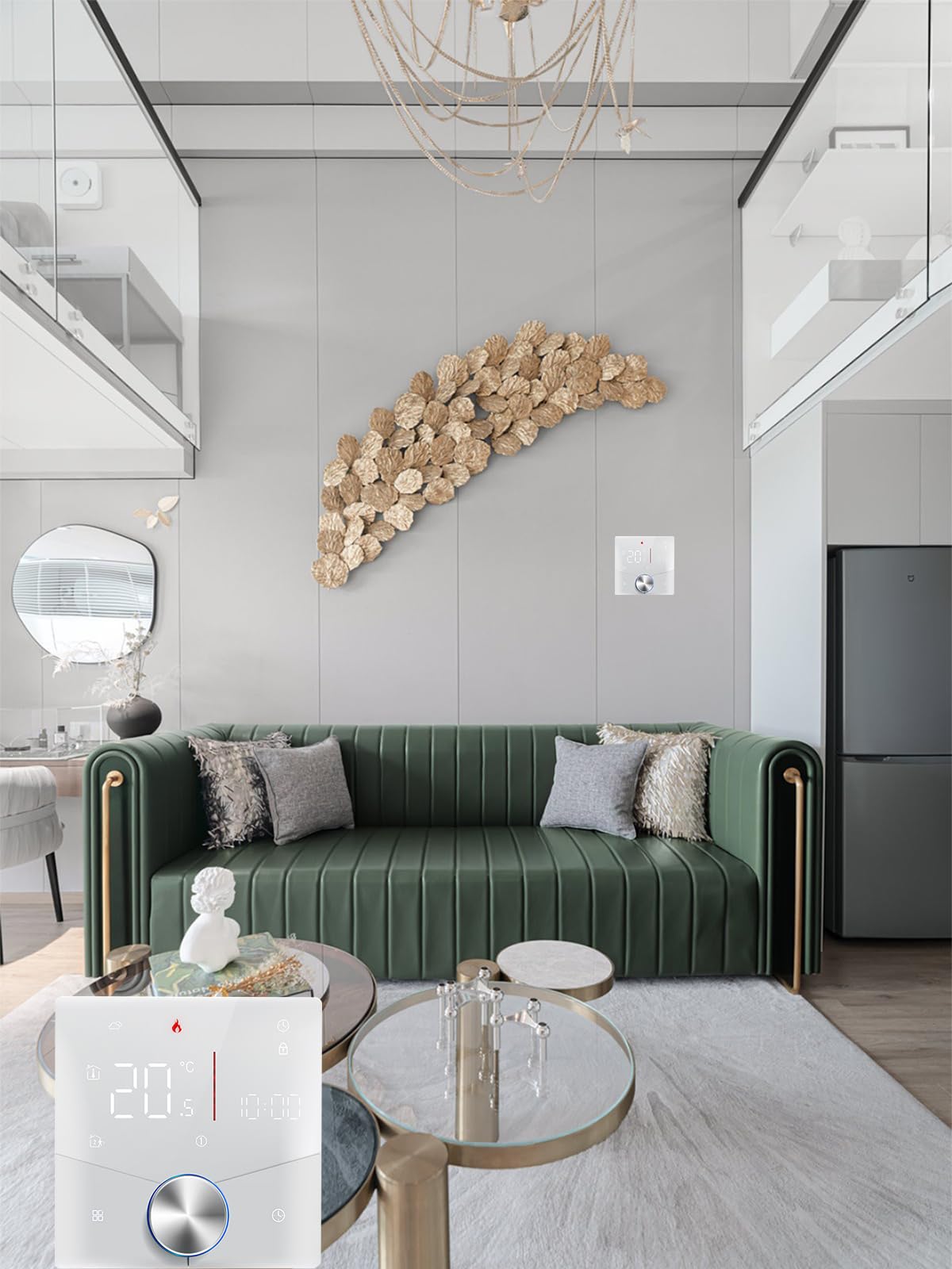 Matter Termostato Intelligente per Caldaia Gas/Acqua Individuale Riscaldamento funziona con Alexa Google Home Homekit Apple Home, Contatto Secco 5A 95~240V AC