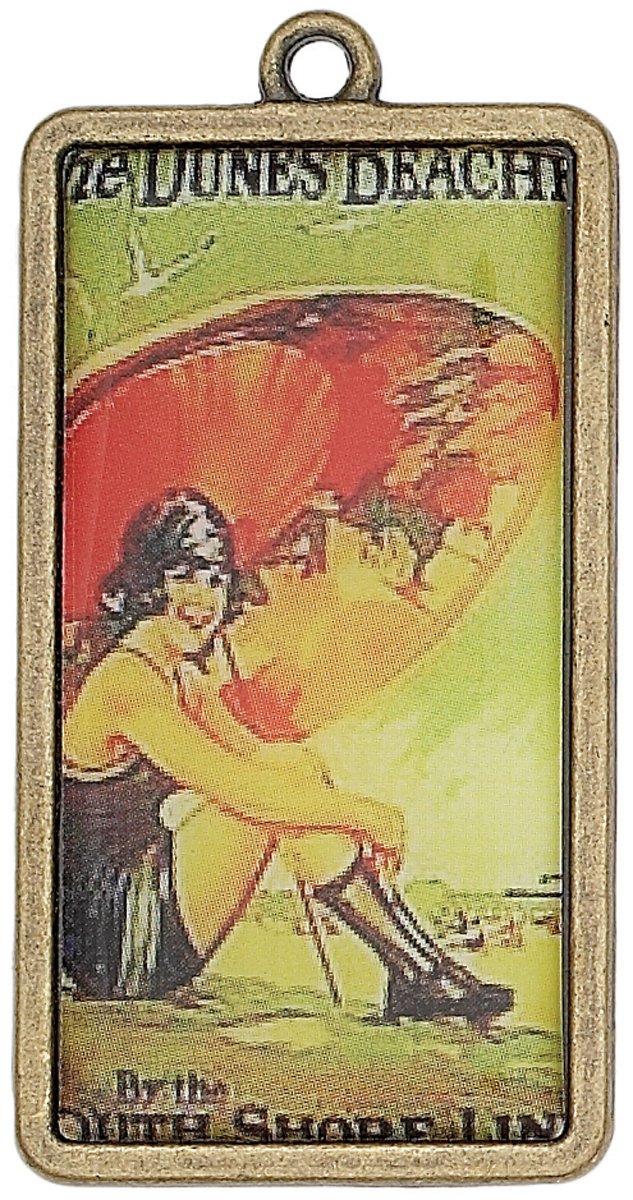 Blue Moon Bella Artiste Metal Pendant, 1/Pkg, Rectangle/Lady, Oxidized Brass