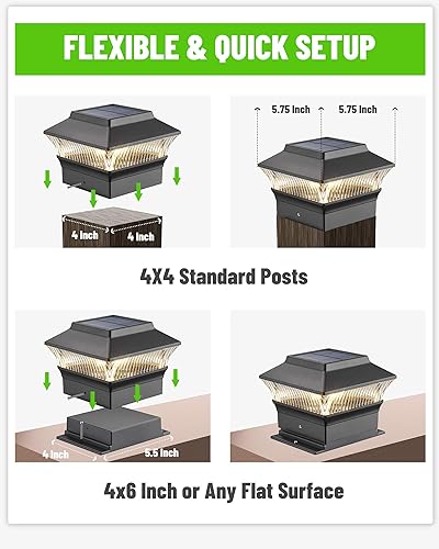 Miniatura 4 de Luces solares para postes de valla de 25 lúmenes (paquete de 8, negro) y luces solares de 50 lúmenes para postes de valla (paquete de 4, negro)