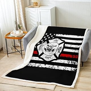 Fire Fighting Tools Kids Throw Blanket,Retro American Flag Bed Blanket for Boys Girls Adults,Geometric Abstract Stripes Fleece Blanket,Simple Fashion Fuzzy Blanket,Baby Size (30 x 39 Inches)