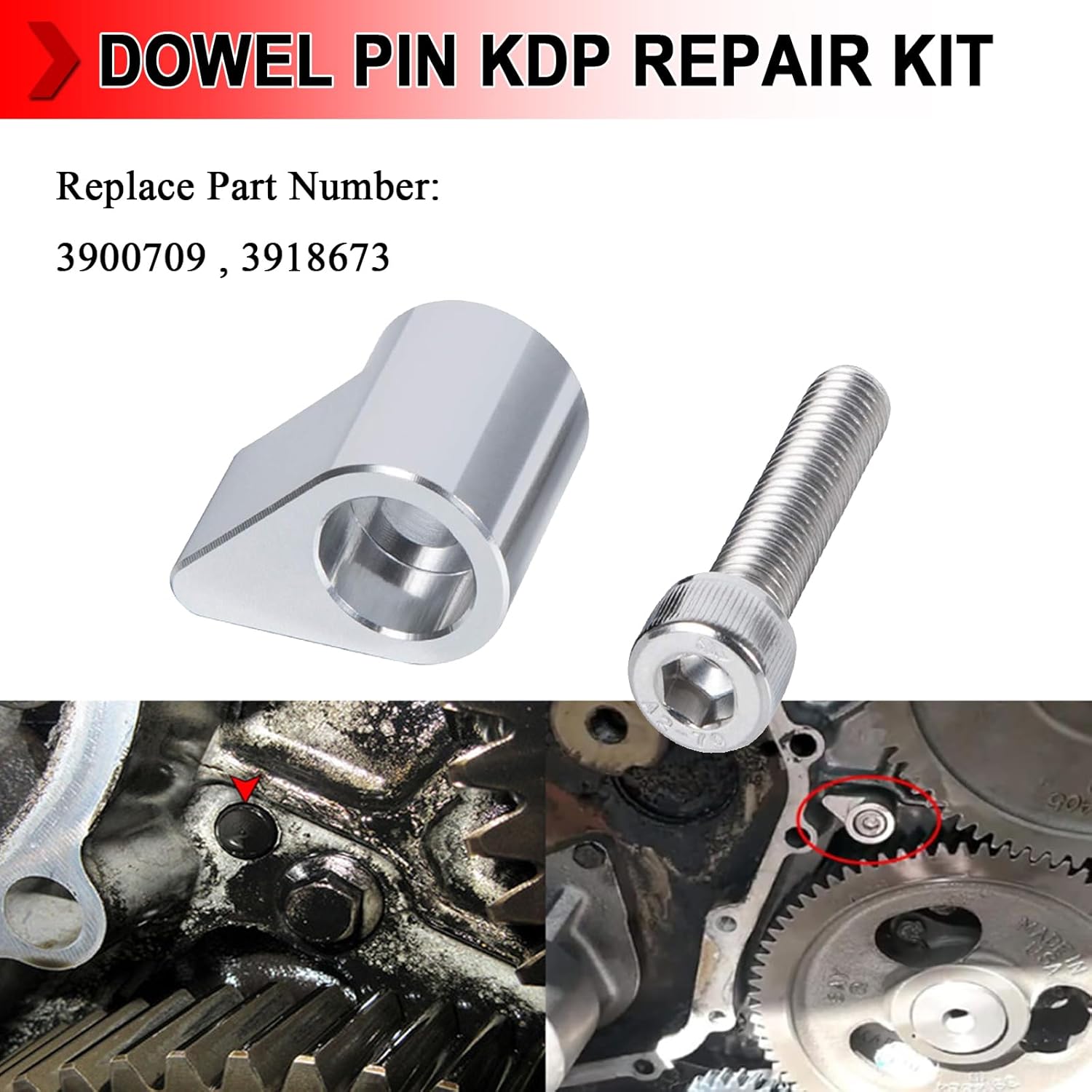 Compatible Silver Killer Dowel Pin KDP Repair Kit Compatible with 1989-1998 Dodge Cummins 12 Valve & 24 Engine 5.9BT, Pack of 4