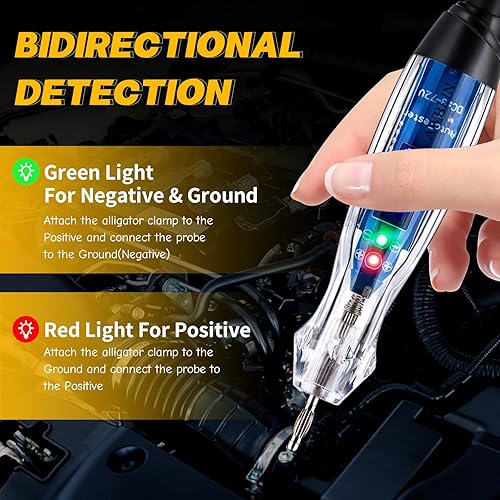 Miniatura 3 de AWBLIN Kit de sonda de luz de prueba, probador de circuito automotriz digital LED de 3 a 72 V CC con voltímetro, 18 piezas de probador de voltaje de