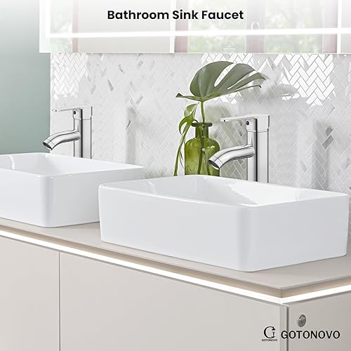 Miniatura 8 de gotonovo Grifo de lavabo moderno y alto de baño de una sola manija, un agujero, acero inoxidable, lavabo para lavabo, Rv, con líneas de suministro y