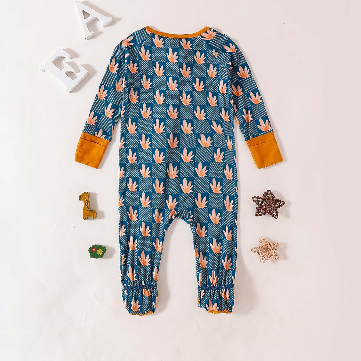 OPAWO Bamboo Baby Pajamas 3 Pack, 2 Way Zipper Newborn Footie Pajamas with Mitten Cuffs, Bamboo Sleepers for Baby Girl Onesie