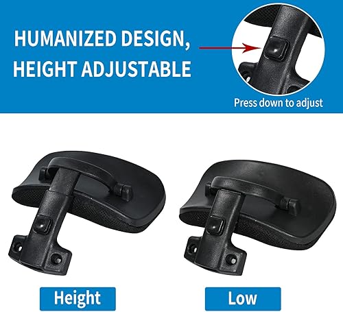 Miniatura 6 de Reposacabezas ajustable de malla negra para silla de oficina, accesorio ergonómico universal para escritorio, computadora y sillas giratorias