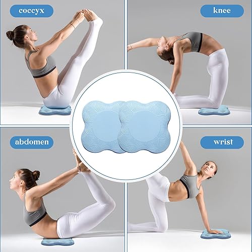 Miniatura 4 de Paquete de 2 cojines de yoga para rodillas y codos, espuma extra gruesa para rodillas, codos, muñecas, manos y cabeza, almohadillas de pilates y