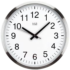 HITO 16 " Silent Wall Clock Battery Operated Non Ticking Sweep Movement Glass Cover Silver Aluminum photo HITO 16 " Silent Wall Clock Battery Operated Non Ticking Sweep Movement Glass Cover Silver Aluminum