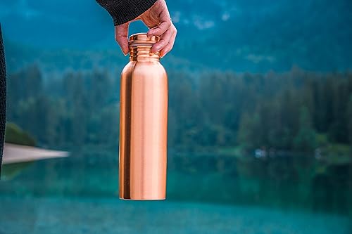 Miniatura 8 de Kosdeg - Botella de agua de cobre 34 onzas  1 litro un recipiente de cobre puro ayurvédico hecho a mano a prueba de fugas para beber Bebe más agua