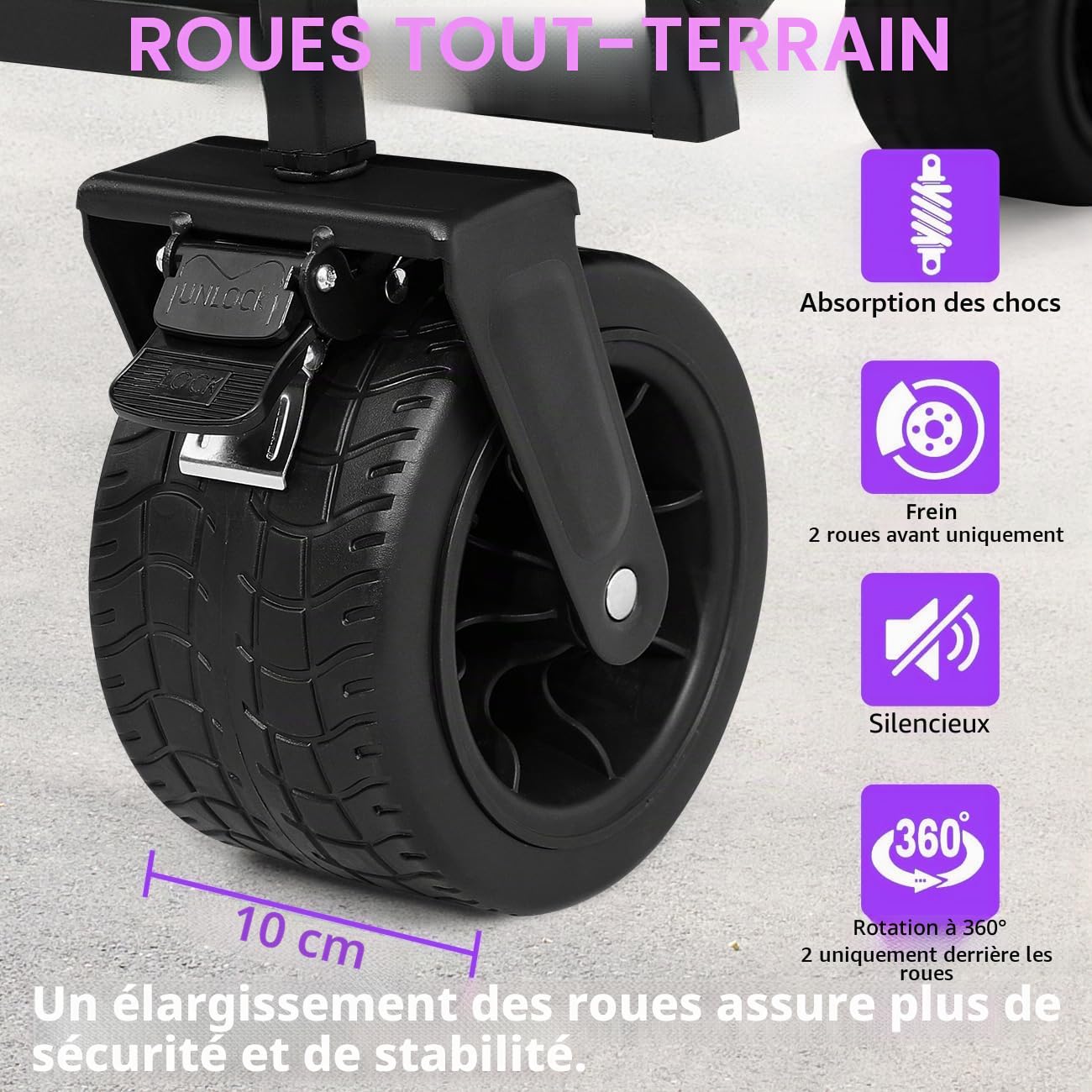 GGW Poussette pour Chien Tout Terrain, pour Chiens de Taille Moyenne à Grande Jusqu'à 50kg, Idéal pour Chiens Âgés et Post-opératoire