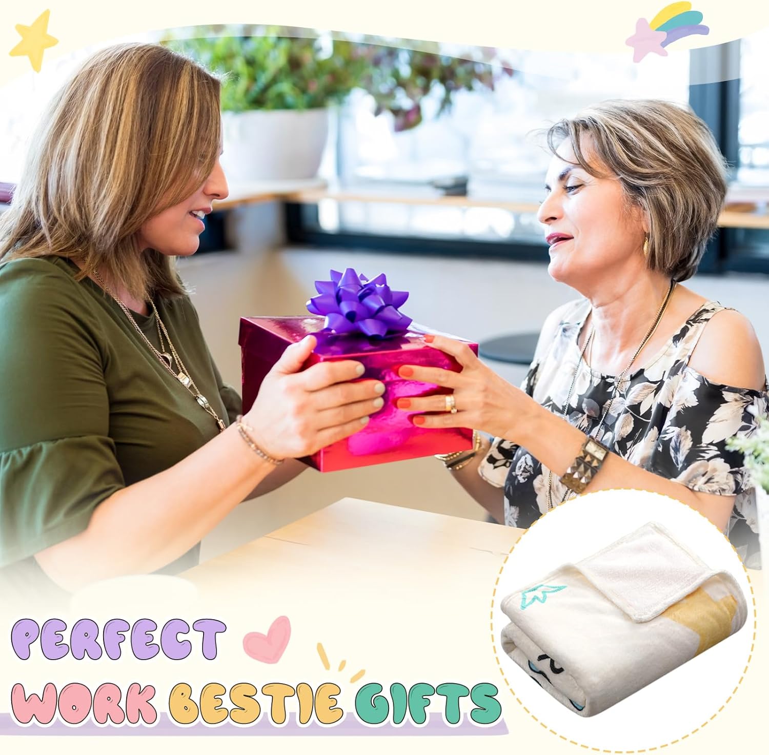 Work Bestie Gifts for Women Coworker Valentine Throw Blanket Gift Farewell Present Ideas for Colleague Friend Sister, 60" x 50"(Text) - Image 5