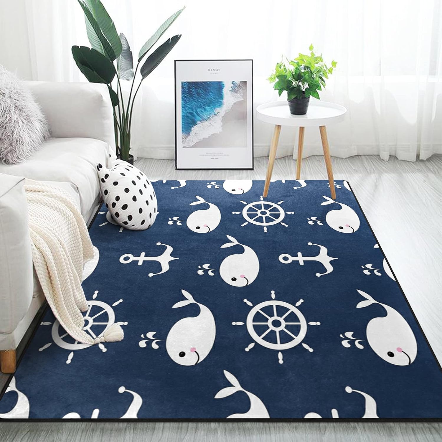 ALAZA Retro Cartoon Whale Anchor Area Rug Rugs for Curacao | Ubuy