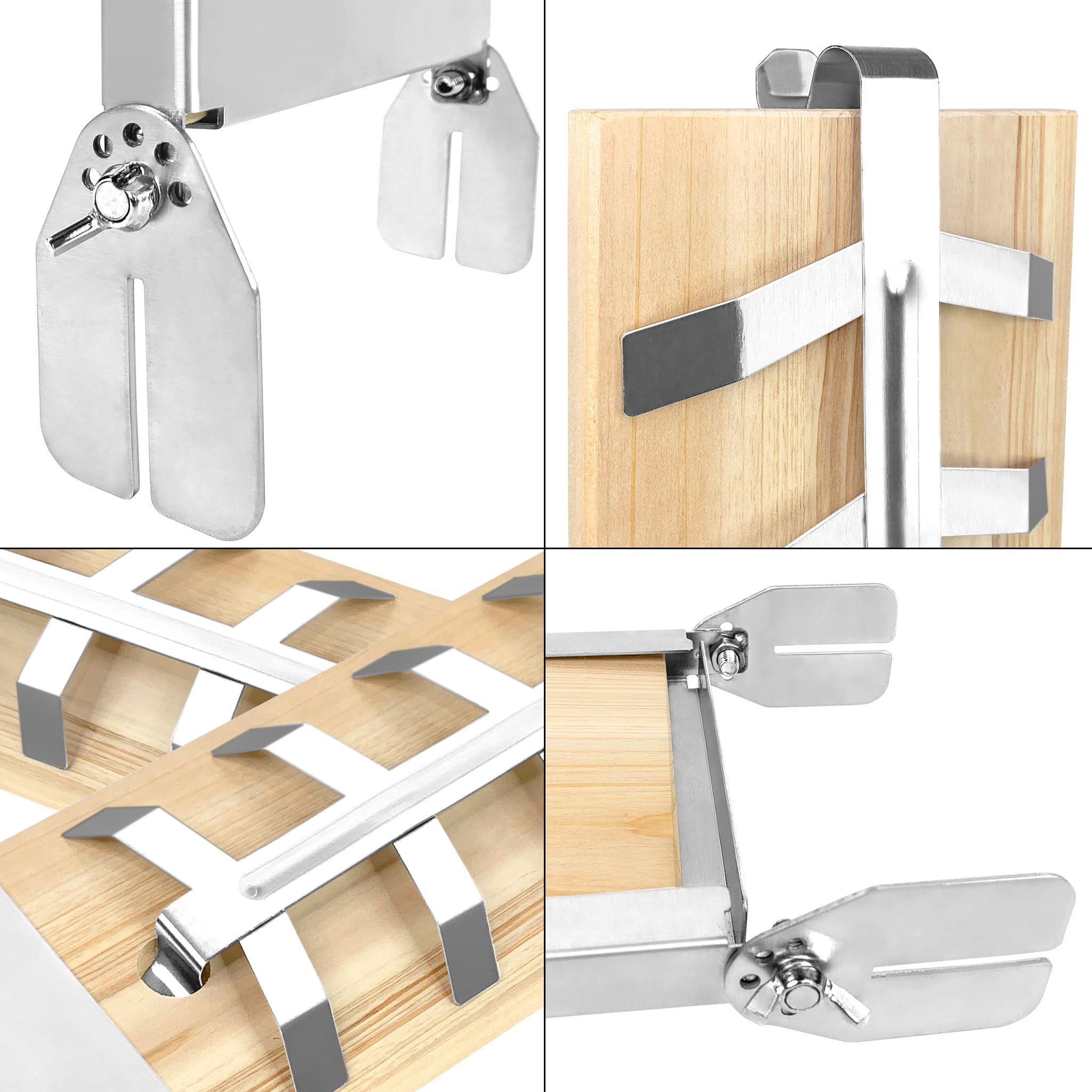 LZQ Lot de 4 planches à saumon flambé avec support en acier inoxydable 5 niveaux réglables