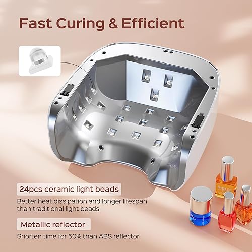 Miniatura 5 de BOLASEN Lámpara de uñas UV recargable inalámbrica - Luz UV para uñas de gel con reflector metálico y base de metal, secadora de uñas LED inalámbrica