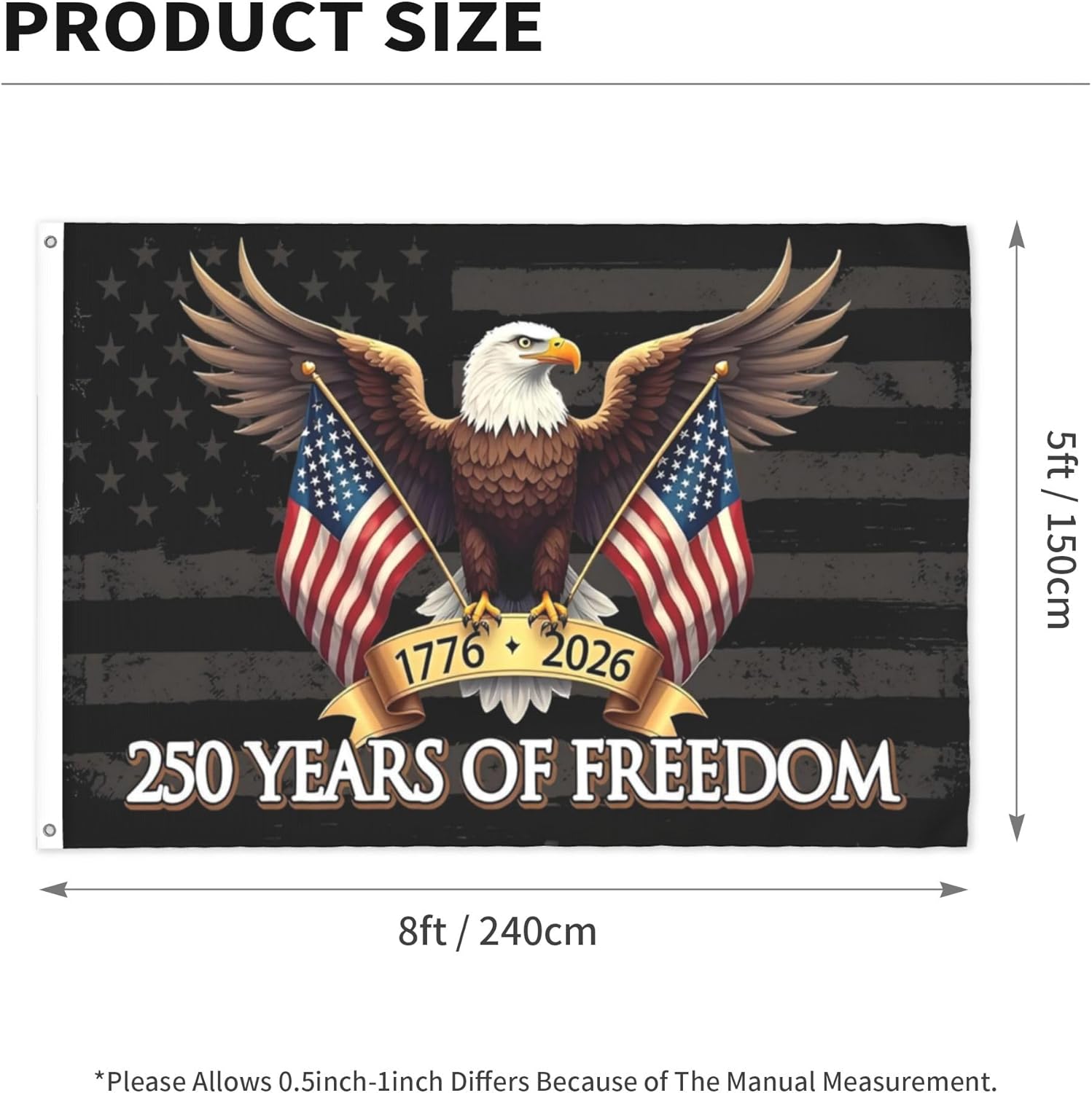 American 250 Garden Flag 5x8 Ft,USA 250th birthday Anniversary Patriotic Banner Double Sided3-Ply with Eagle Design, 1776-2026 Commemorative, for Outside Ft Outdoor Banner Decorations