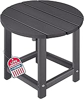 Vista 1 de LZRS Mesa Lateral Redonda Adirondack para Patio Mesa de Esquina, Mesas Laterales para Exteriores para Patio, Jardín, Piscina, Complemento