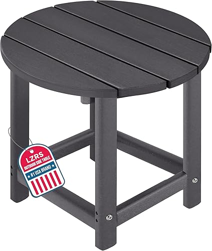 LZRS Mesa Lateral Redonda Adirondack para Patio Mesa de Esquina, Mesas Laterales para Exteriores para Patio, Jardín, Piscina, Complemento Interior,