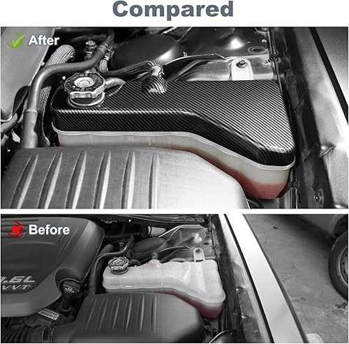 Vista 2 de JWWY Cubierta para compartimento del motor del tanque de refrigerante Challenger para Dodge Challenger Charger Chrysler 300c Accesorios 2011-2025+