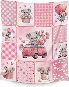 Koala Blanket Gifts - 30"x40" Cute Throw for Women, Girls - Pink Soft Fuzzy Blankets for Couch & Office