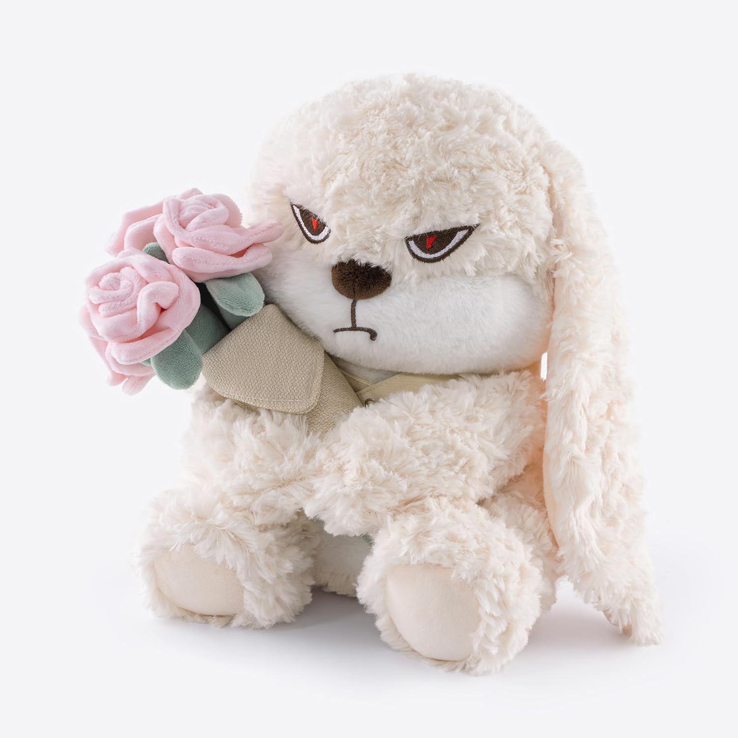 11.4" Adorable Bunny Plush Stuffed Animal - Hugging Rose Bouquet, Ultra-Soft Cuddly Toy, for Girls, Kids, Valentine's Day (White/Pink)-A Surprise That Never Fades