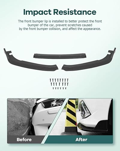 Vista 92 de SCITOO Alerón de labio delantero para Hyundai Elantra 2017-2018 para parachoques delantero negro brillante