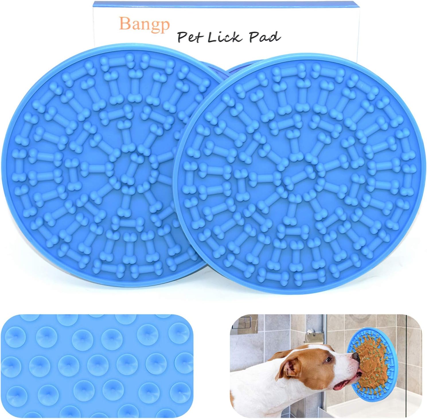 Bangp Large Dog Lick Mat(2PCS)-Dog Bathing Distraction,Dog & Cat Anxiety Relief,Peanut Butter Mat Suctions to Wall for Pet Bathing,…
