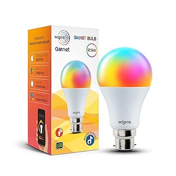 Wipro B22 12.5W Wi-Fi Smart LED Bulb with Music Sync for Amazon Alexa & Google Assistant (Pack of 1, Multicolor) - image, photos