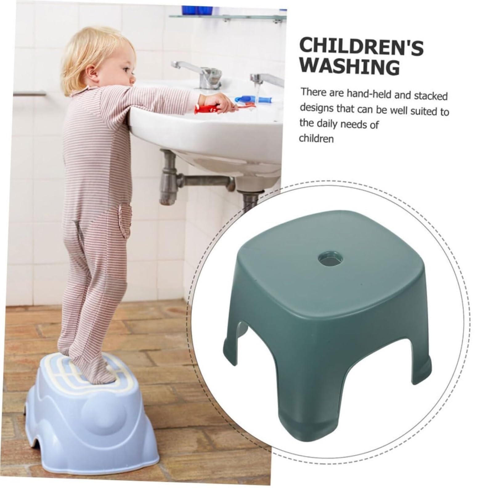 Pouf Poggiapiedi 2 Pezzi Sgabello Basso in Plastica for Ufficio Portico Piccolo Accessorio per Casa(Grün)